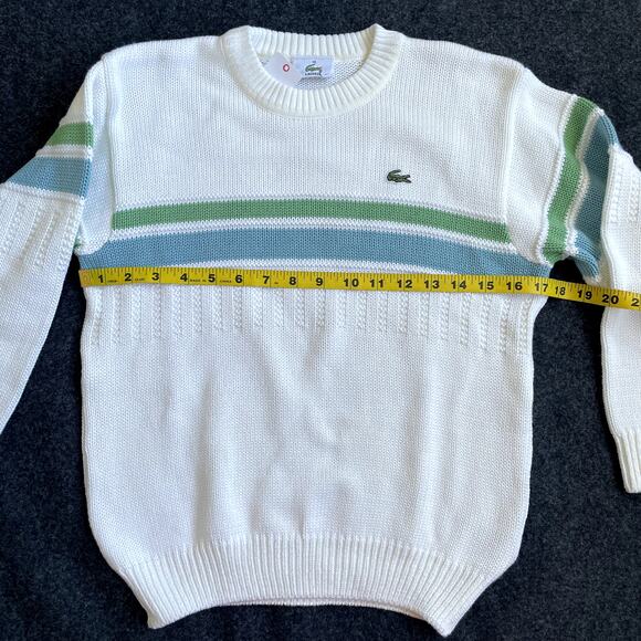 NEW Lacoste Kids White Sweater Blue Green Stripes Size 10 - Picture 11 of 15